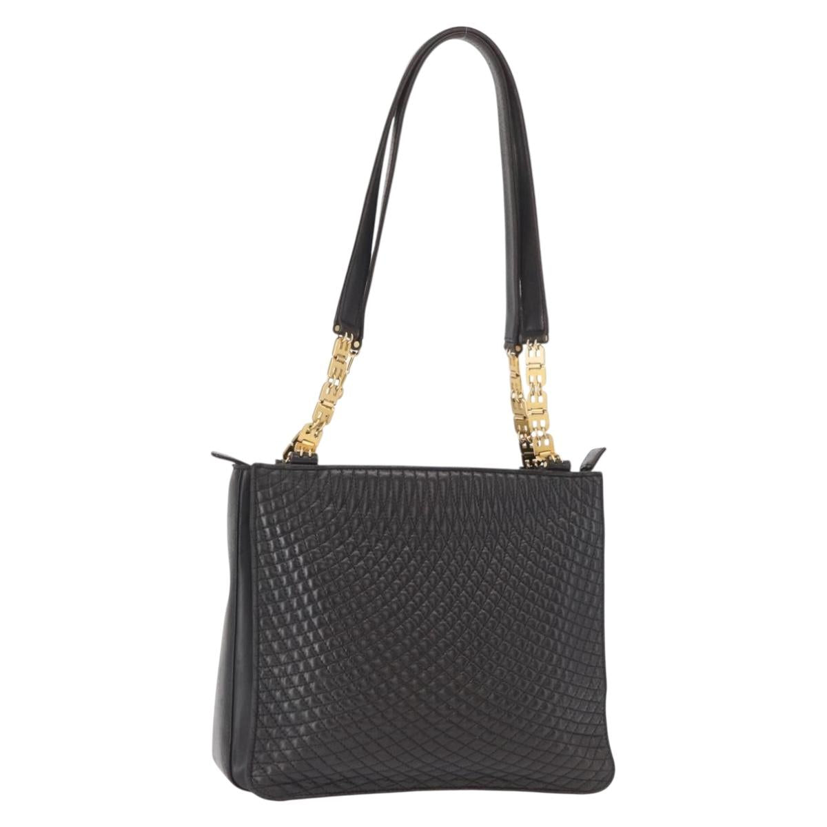 BALLY Shoulder Bag Leather Black Gold