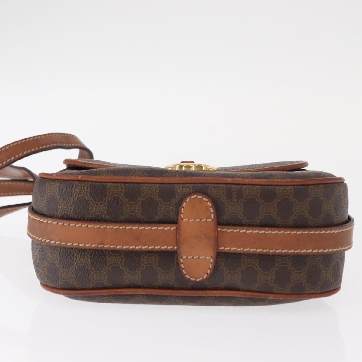 CELINE Macadam Canvas Shoulder Bag PVC Leather Brown Gold