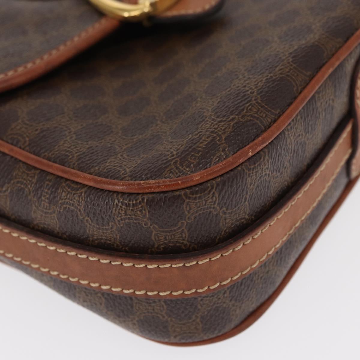 CELINE Macadam Canvas Shoulder Bag PVC Leather Brown Gold