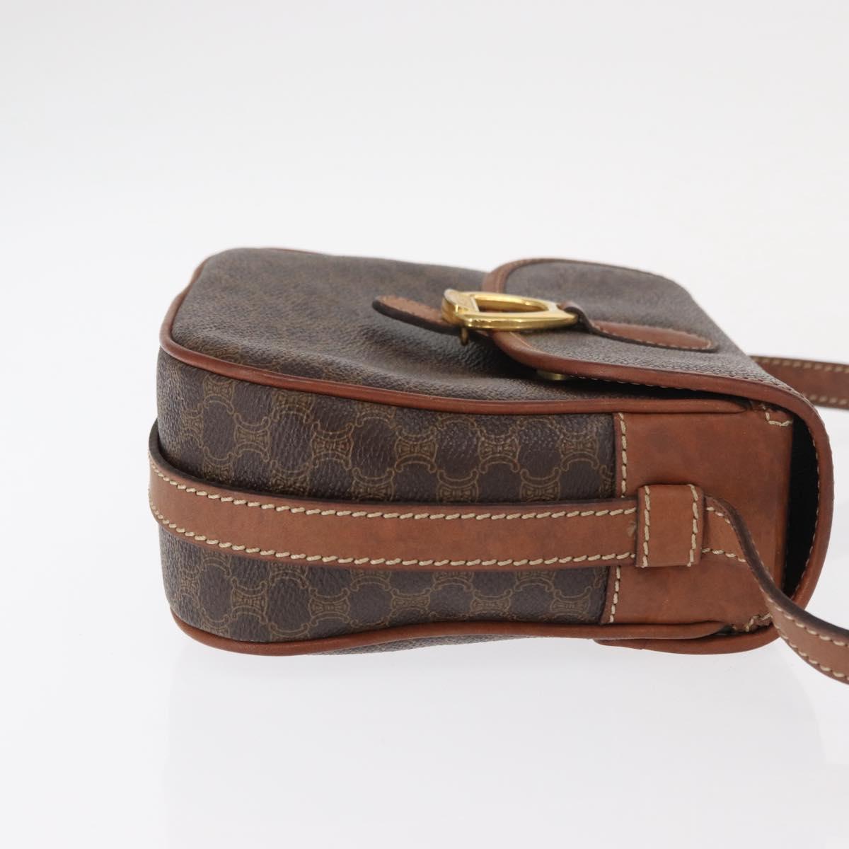 CELINE Macadam Canvas Shoulder Bag PVC Leather Brown Gold
