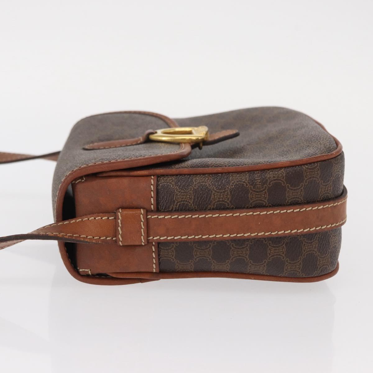 CELINE Macadam Canvas Shoulder Bag PVC Leather Brown Gold