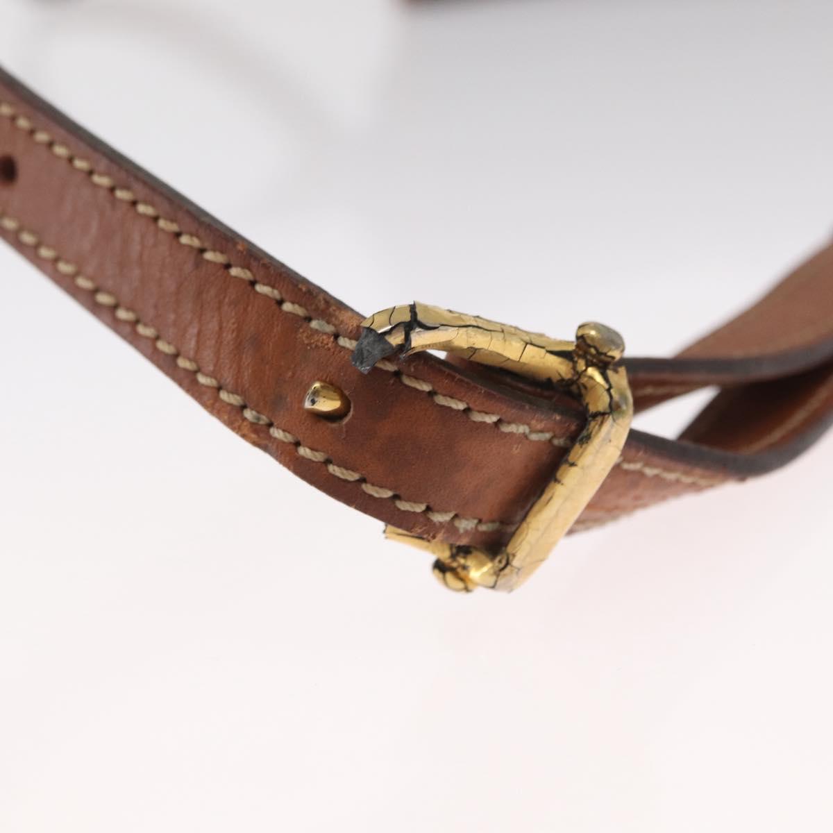 CELINE Macadam Canvas Shoulder Bag PVC Leather Brown Gold
