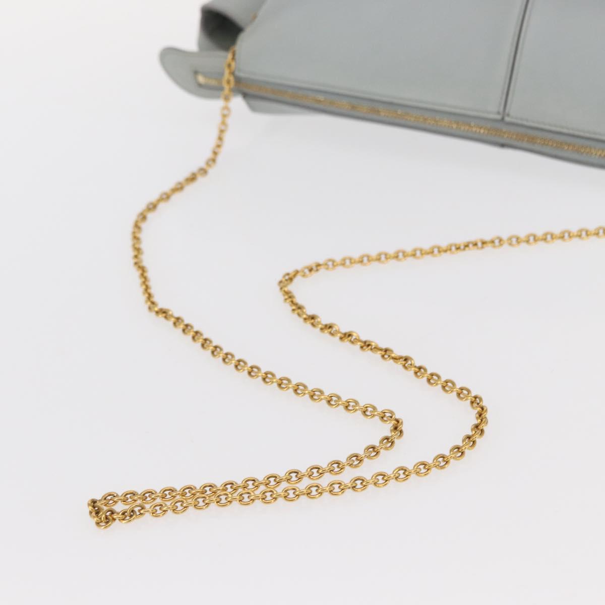 CELINE Chain Trifold Shoulder Bag Leather Gray Gold