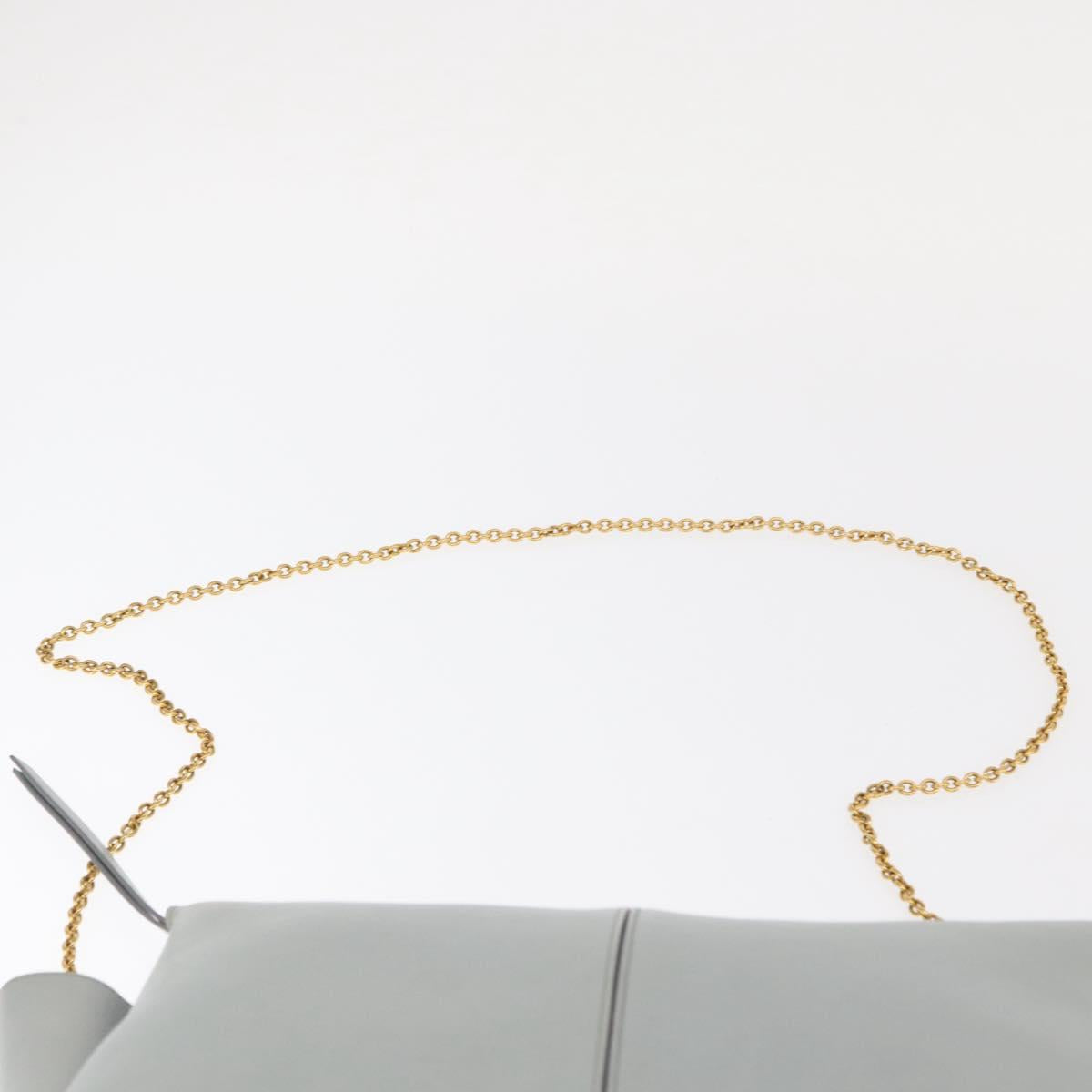 CELINE Chain Trifold Shoulder Bag Leather Gray Gold