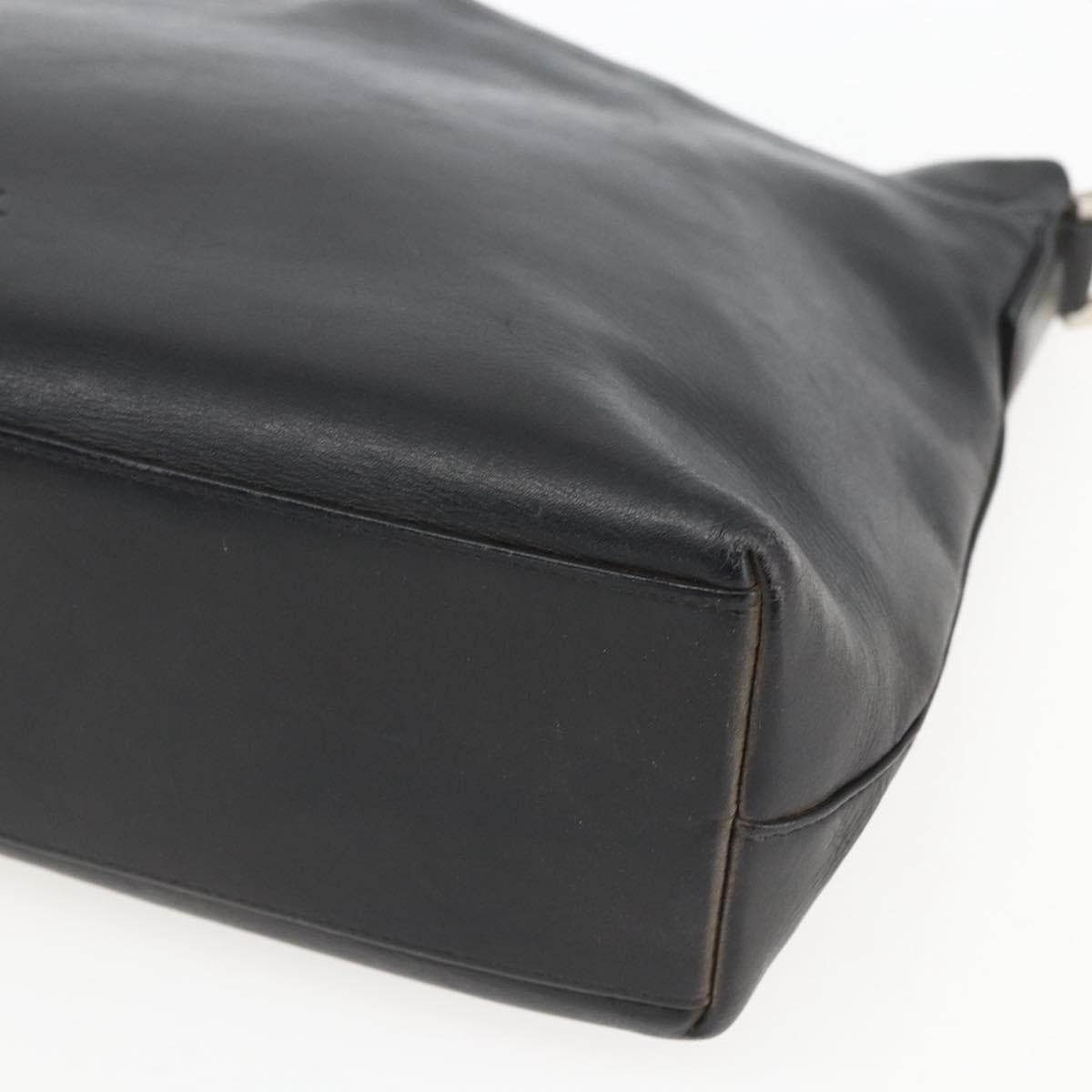 CHANEL Shoulder Bag Leather Black Silver CC