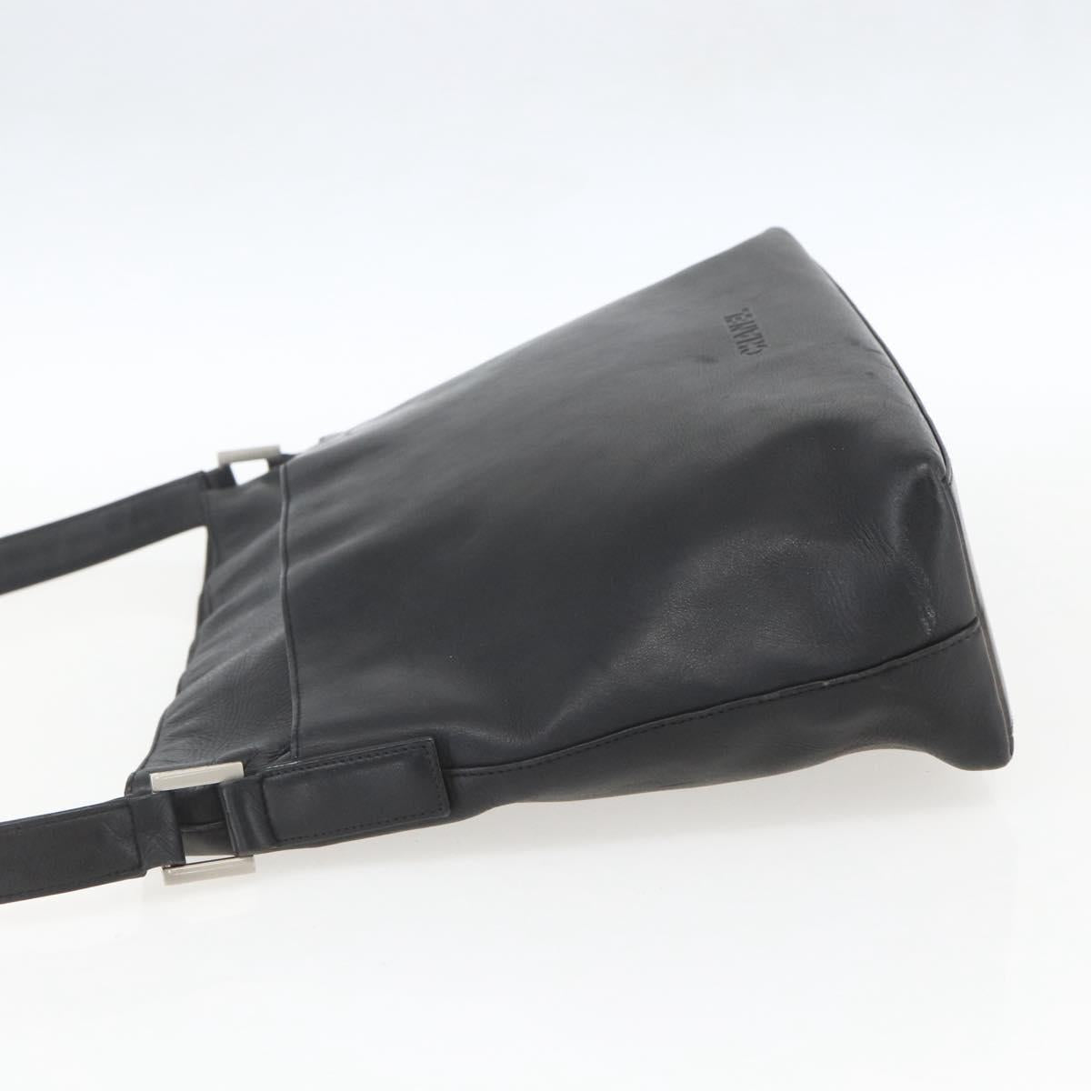 CHANEL Shoulder Bag Leather Black Silver CC