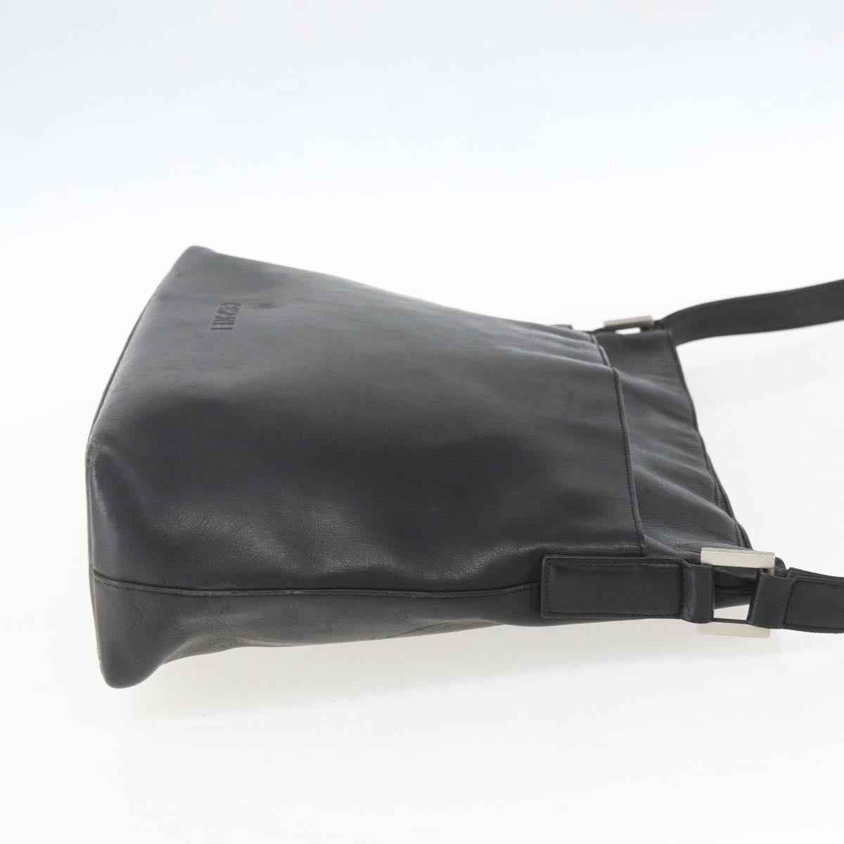 CHANEL Shoulder Bag Leather Black Silver CC