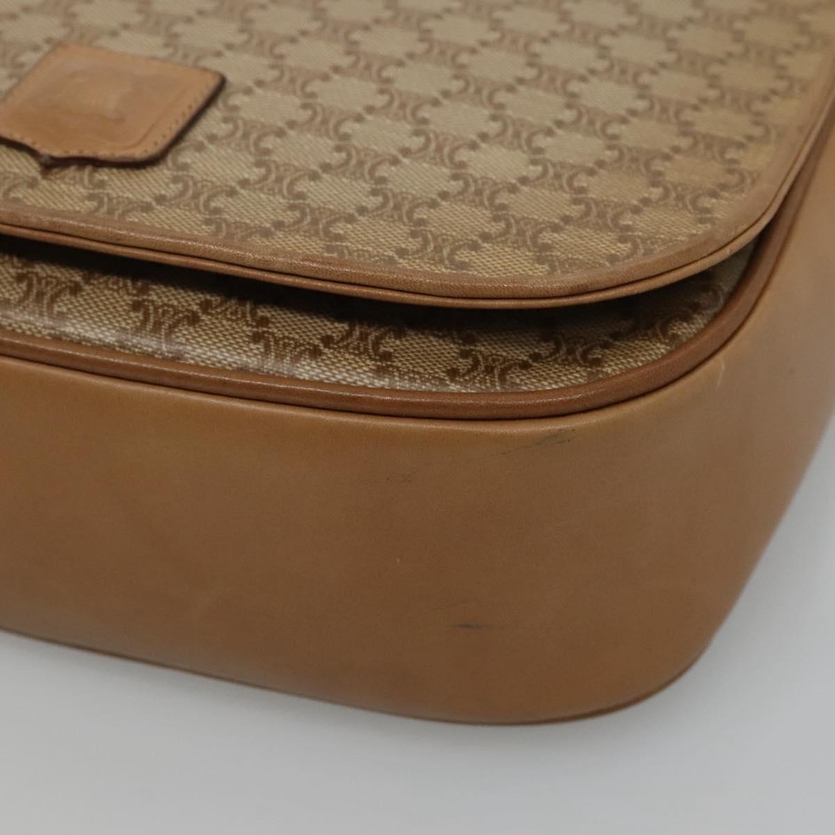 CELINE Macadam Canvas Shoulder Bag Beige
