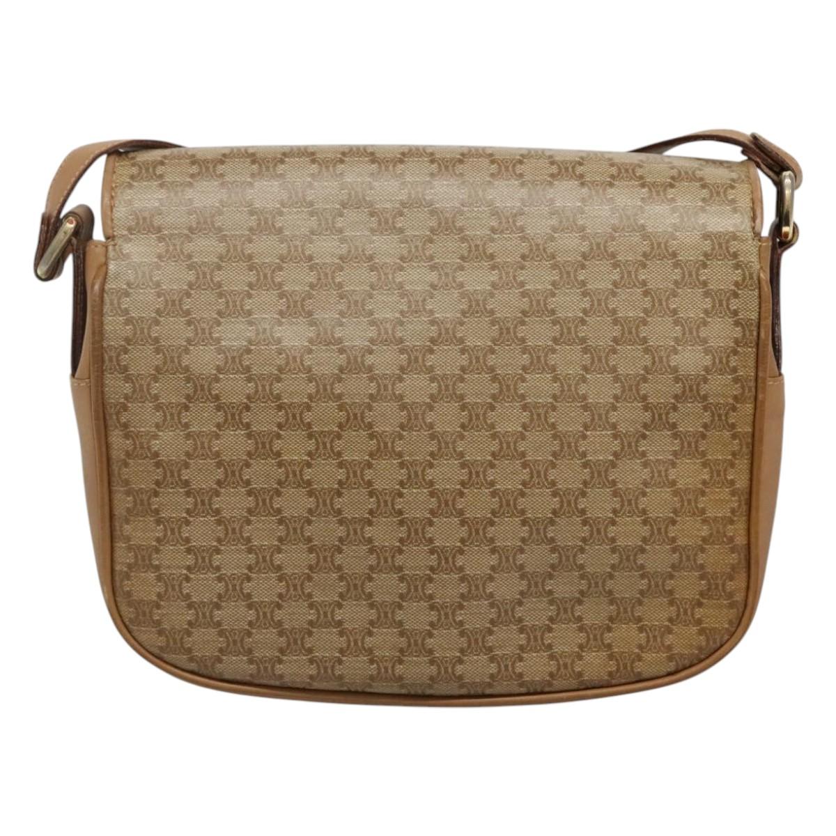CELINE Macadam Canvas Shoulder Bag Beige