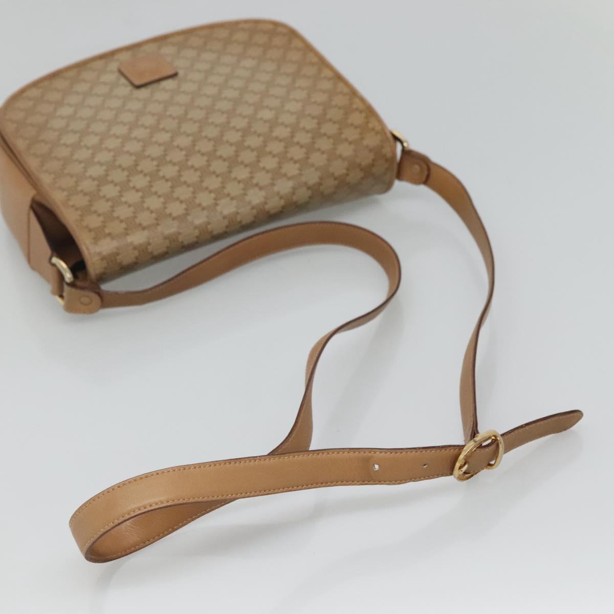CELINE Macadam Canvas Shoulder Bag Beige