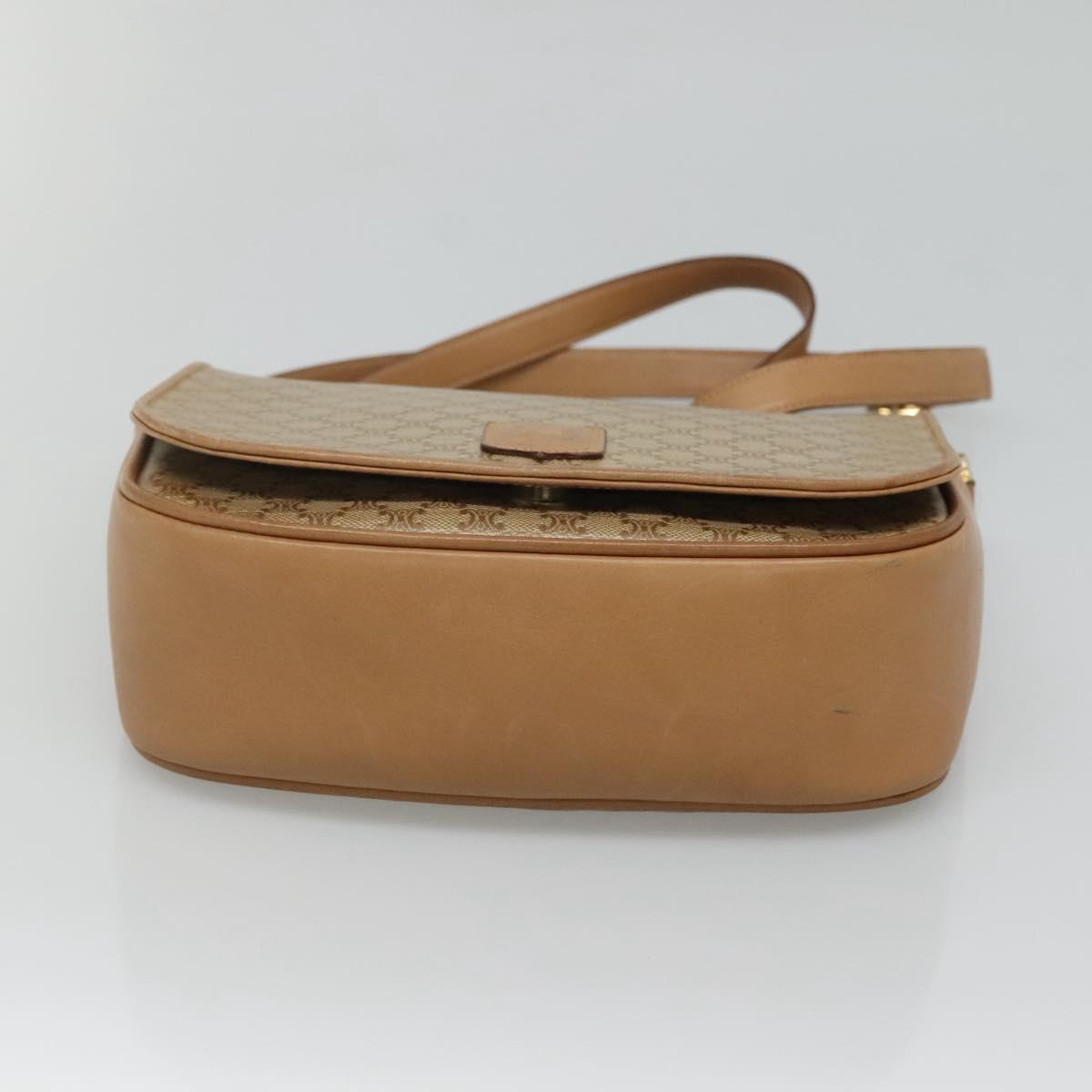CELINE Macadam Canvas Shoulder Bag Beige