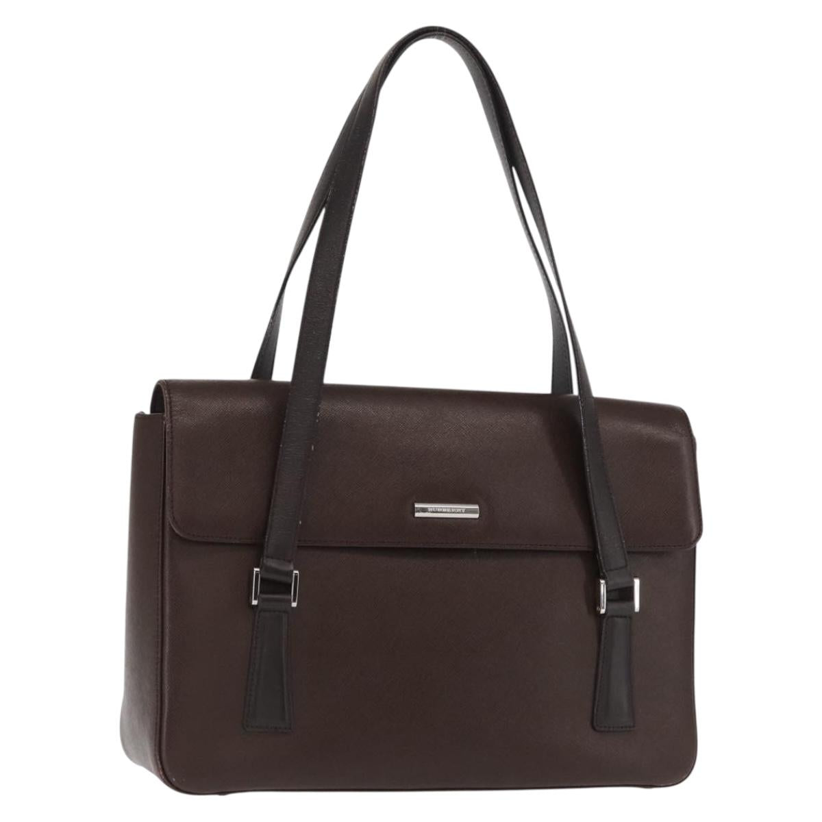 BURBERRY Hand Bag Leather Brown Silver
