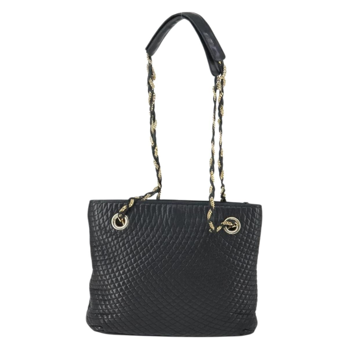BALLY Chain Shoulder Bag Leather Black Gold