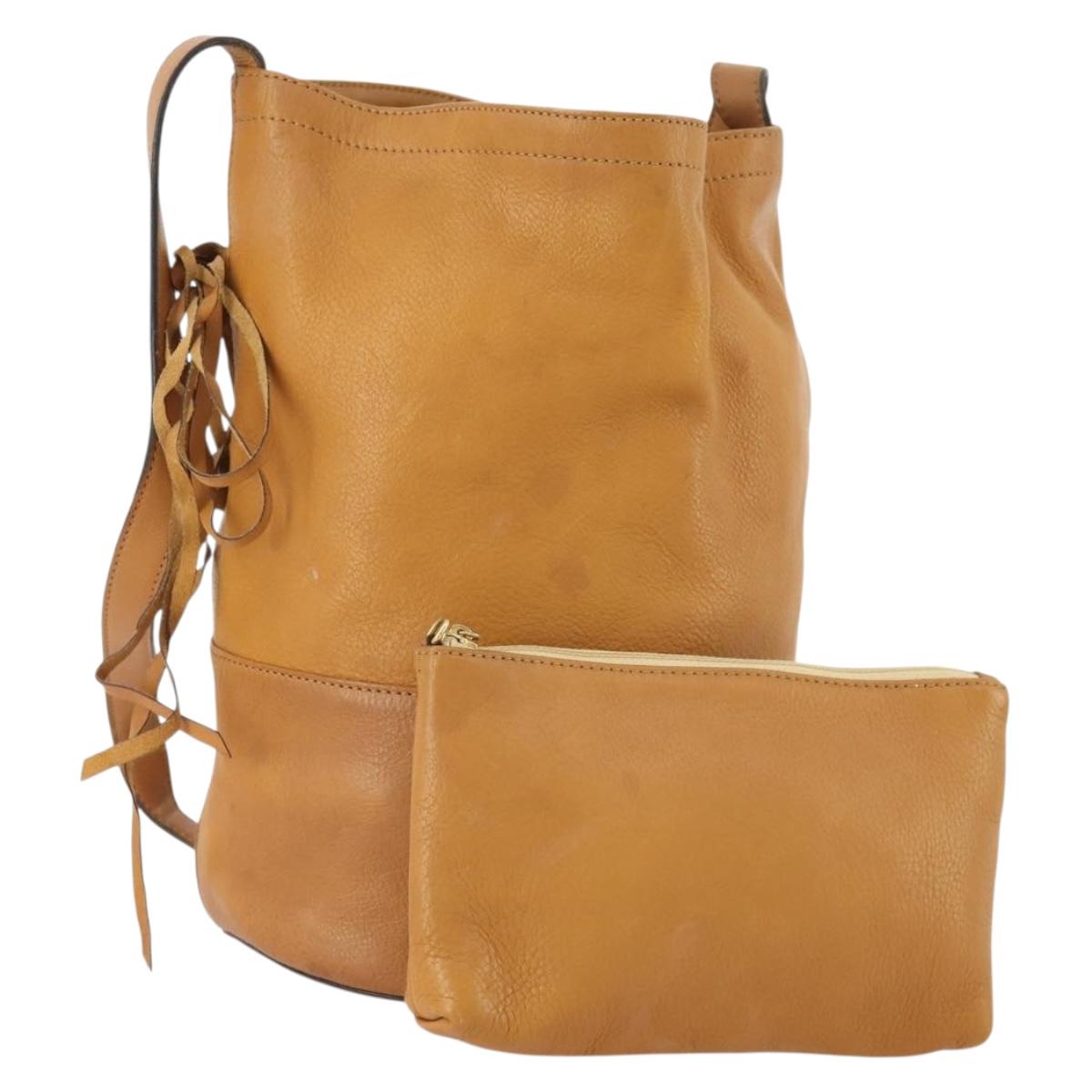 CELINE Shoulder Bag Leather Beige