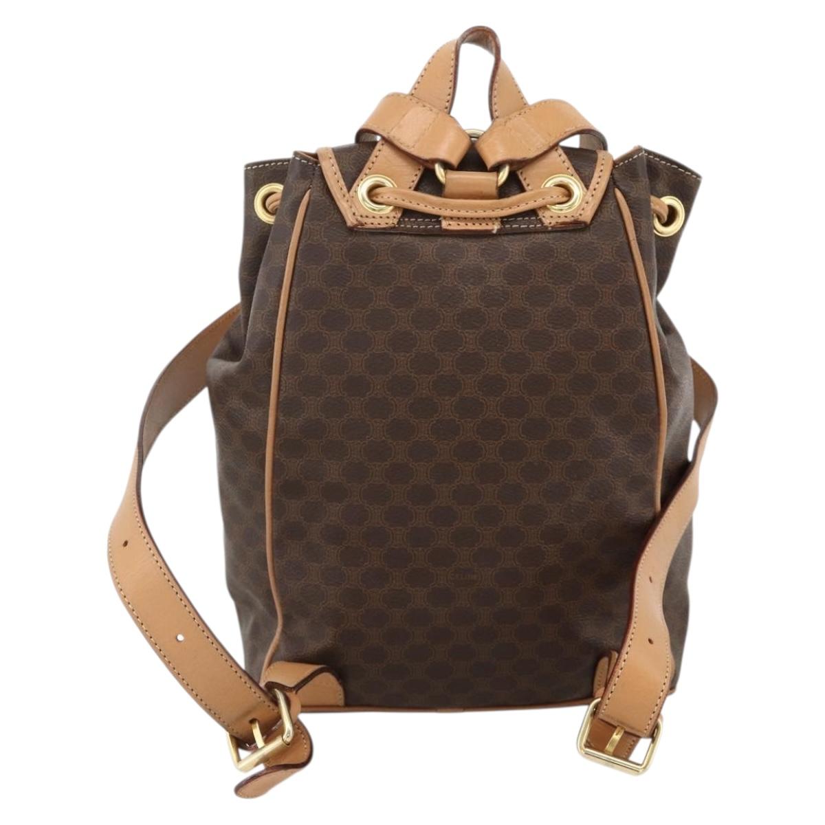 CELINE Macadam Canvas Backpack PVC Leather Brown Gold