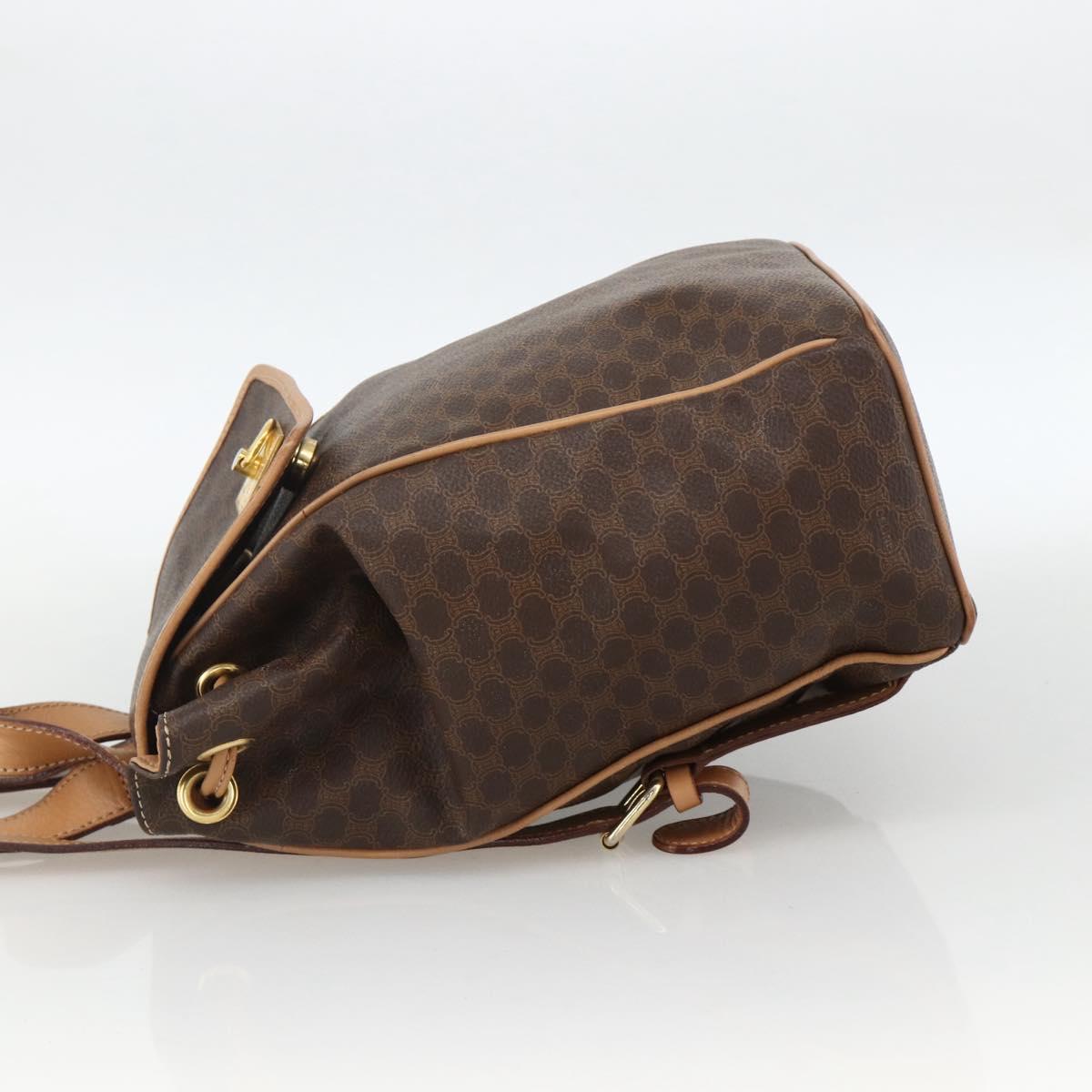 CELINE Macadam Canvas Backpack PVC Leather Brown Gold