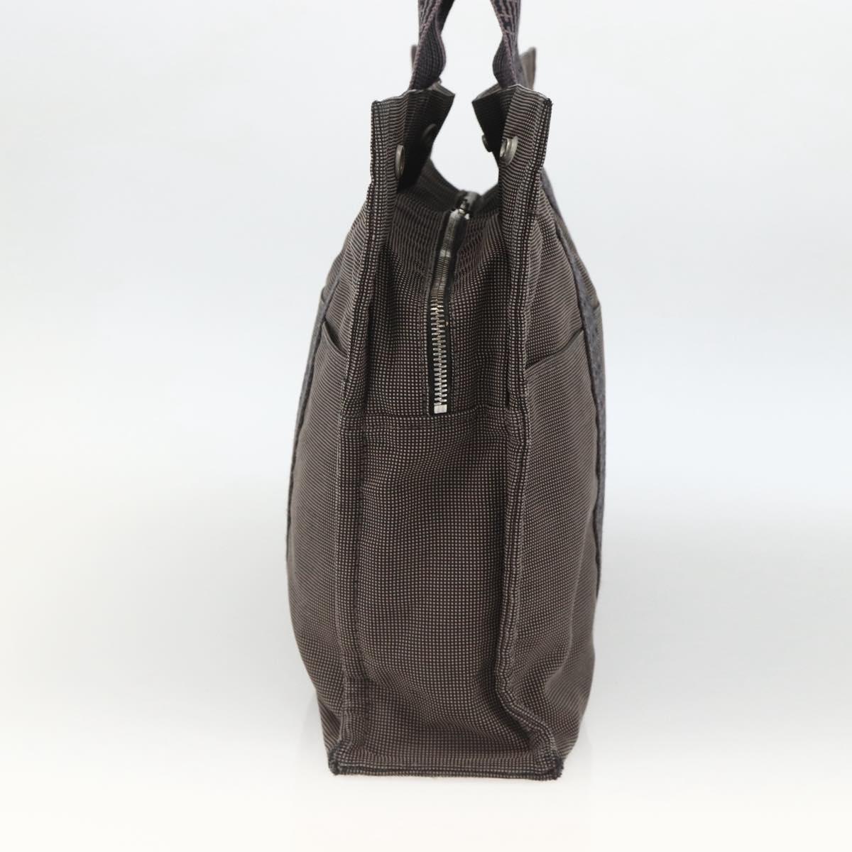 HERMES Her Line MM Hand Bag Canvas Gray Silver