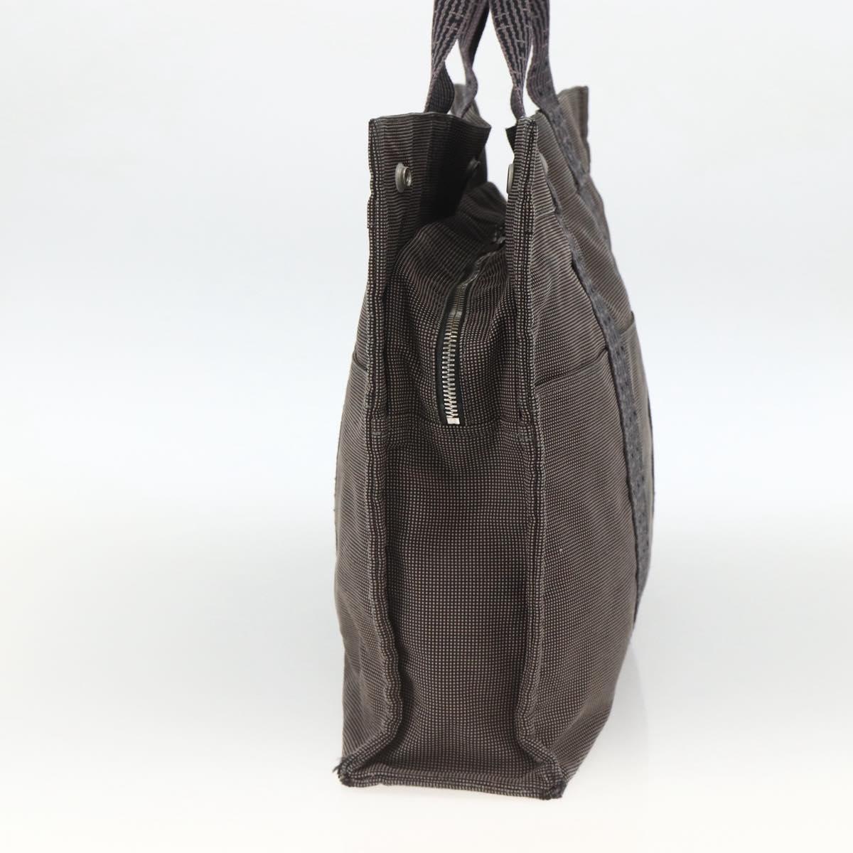 HERMES Her Line MM Hand Bag Canvas Gray Silver