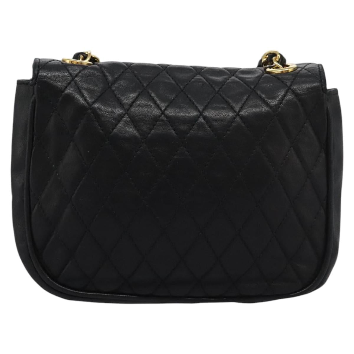 BALLY Chain Shoulder Bag Leather Black Gold