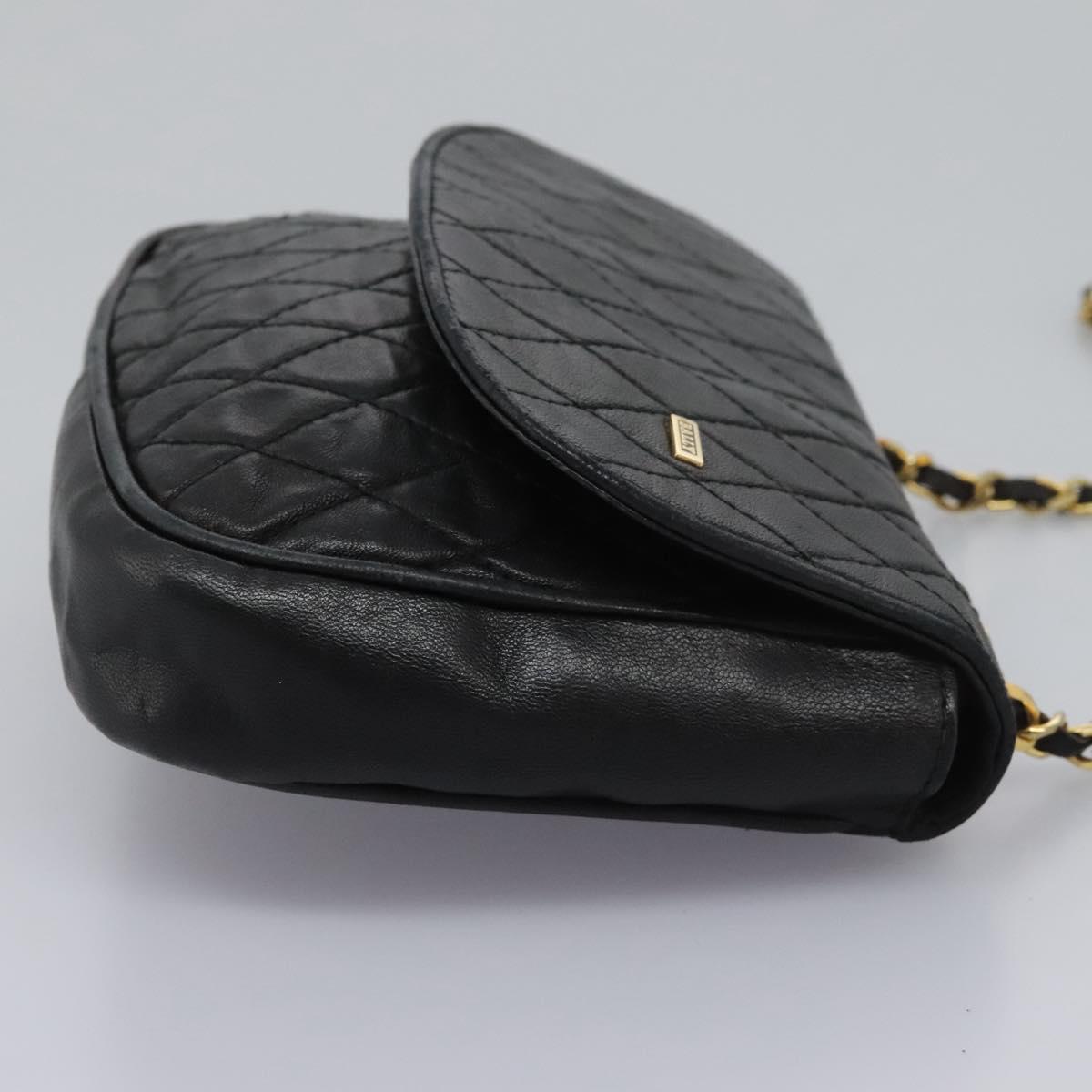 BALLY Chain Shoulder Bag Leather Black Gold