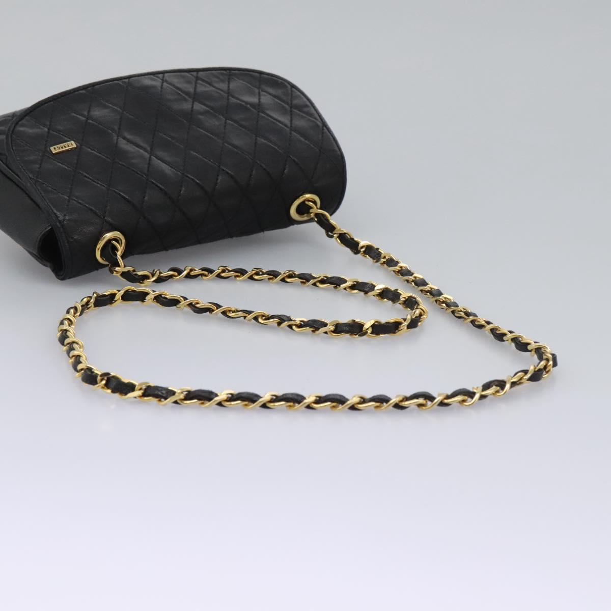 BALLY Chain Shoulder Bag Leather Black Gold