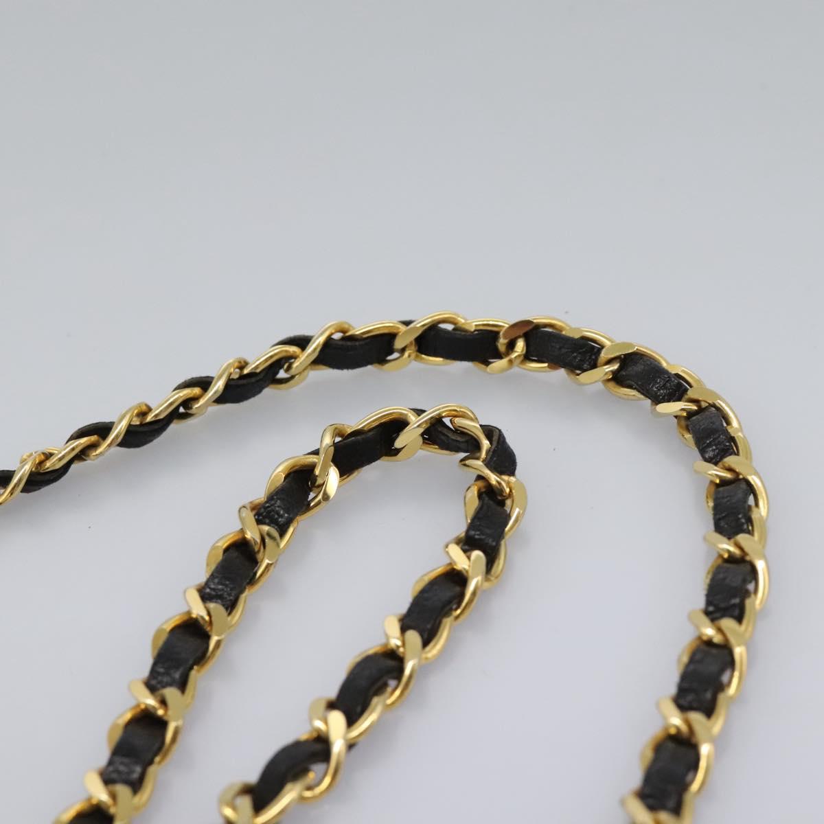 BALLY Chain Shoulder Bag Leather Black Gold