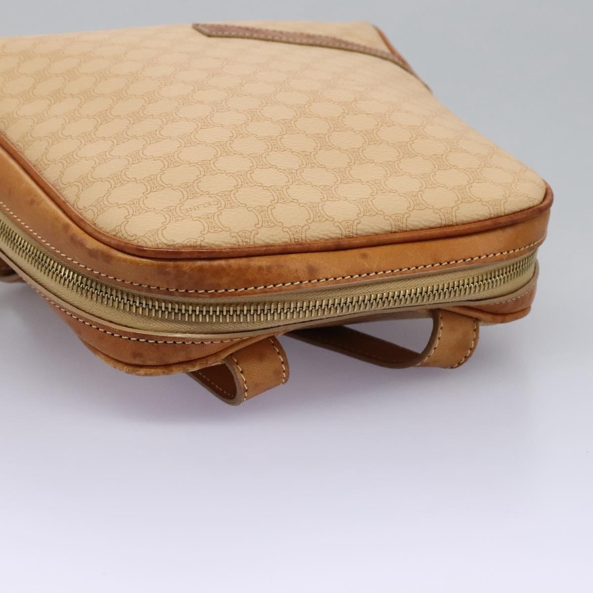 CELINE Macadam Canvas Backpack PVC Leather Beige