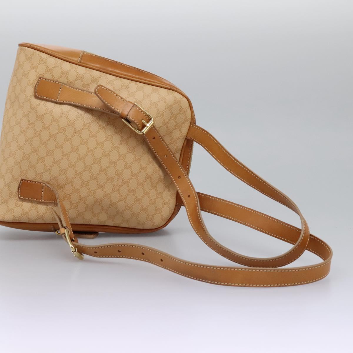 CELINE Macadam Canvas Backpack PVC Leather Beige