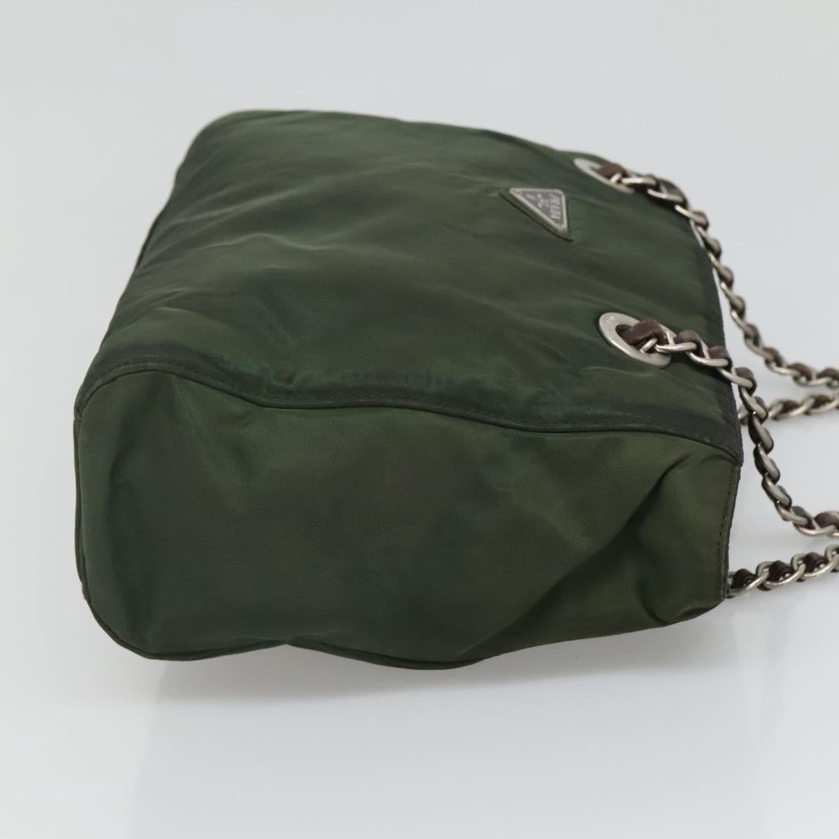 PRADA Chain Shoulder Bag Nylon Green