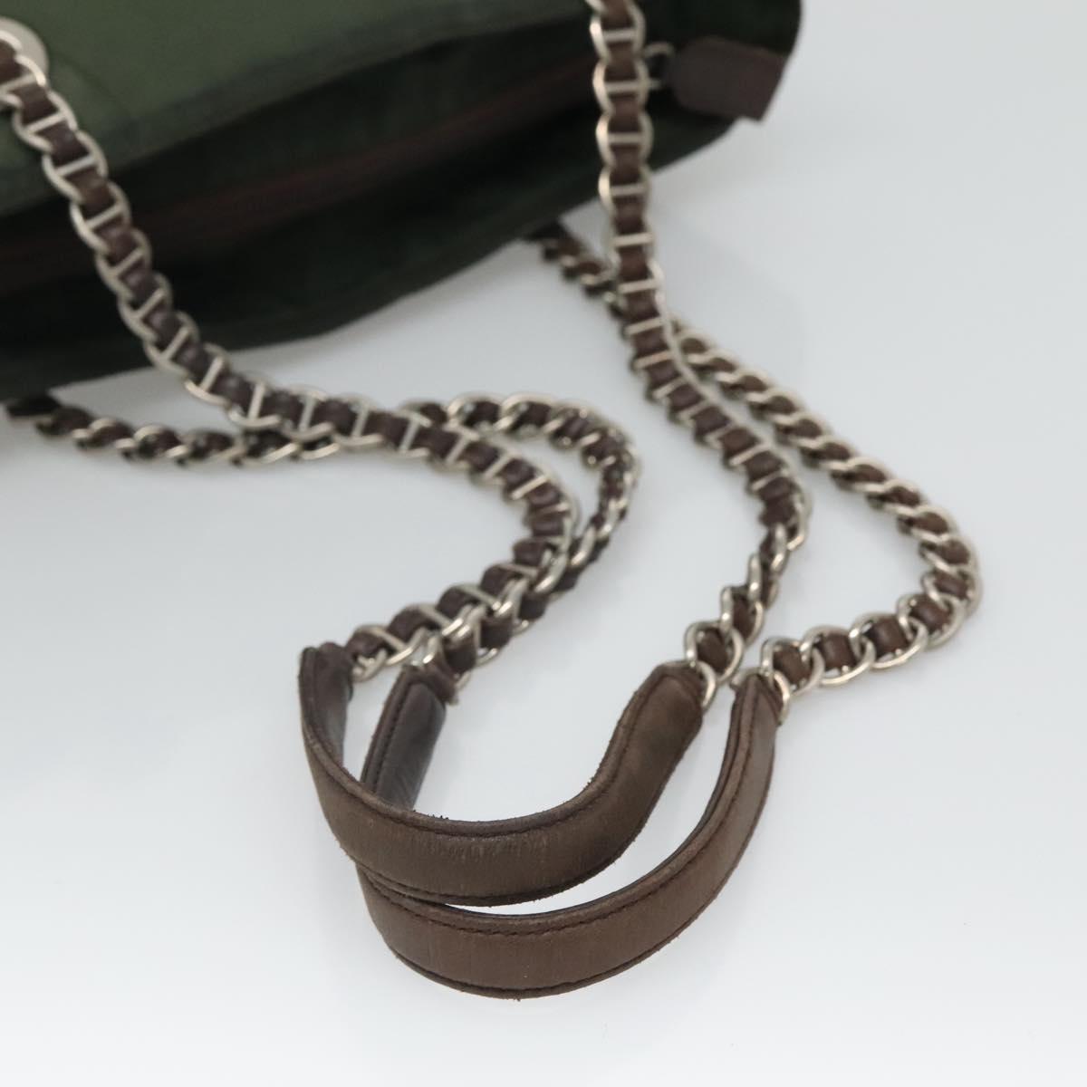 PRADA Chain Shoulder Bag Nylon Green