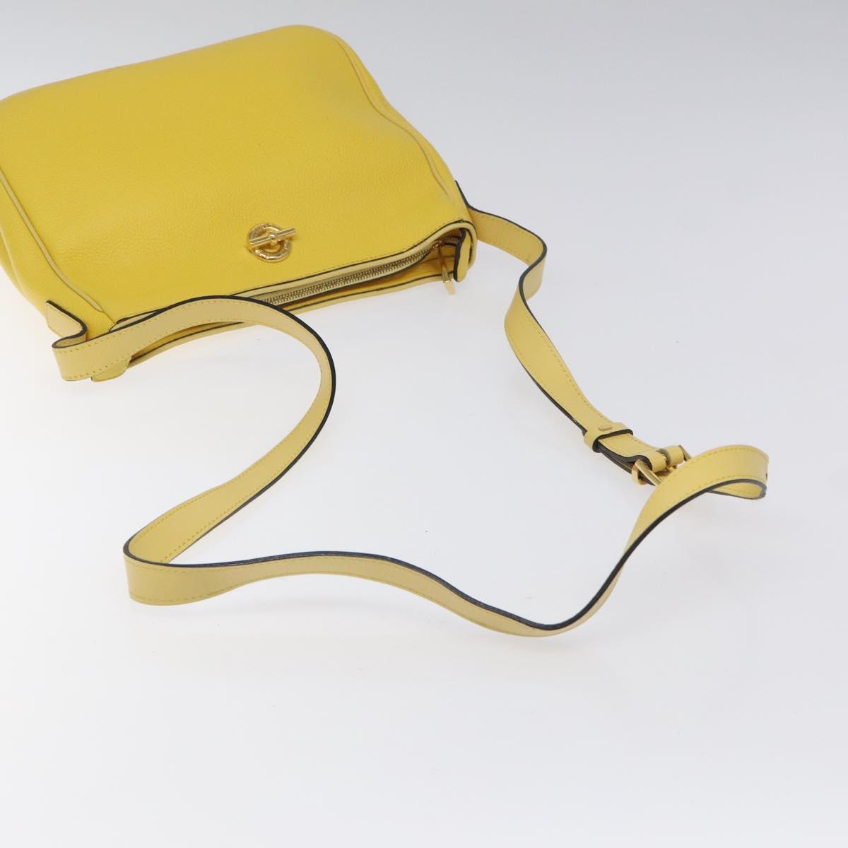 CELINE Shoulder Bag Leather Gold Yellow
