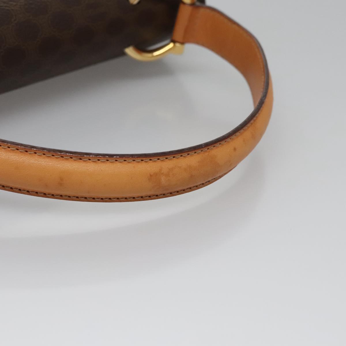 CELINE Macadam Canvas Hand Bag PVC Leather Brown Gold