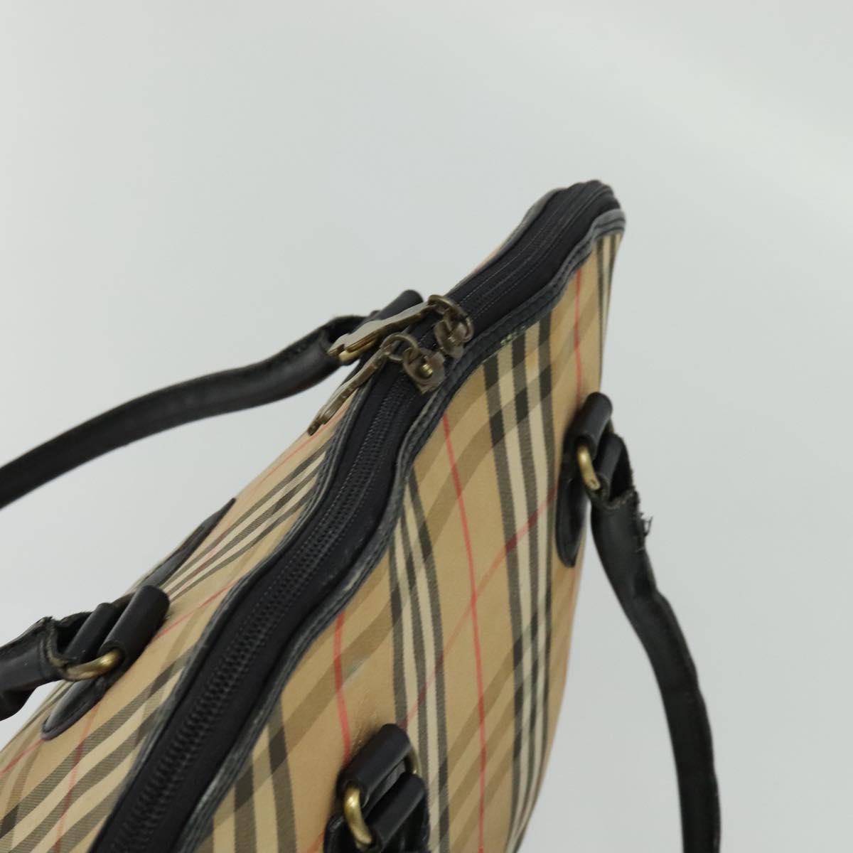 Burberrys Nova Check Tote Bag Canvas Beige Gold