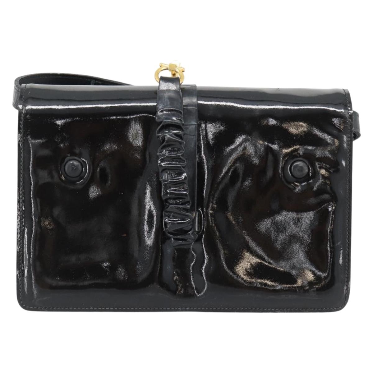 CELINE Shoulder Bag Patent leather Black