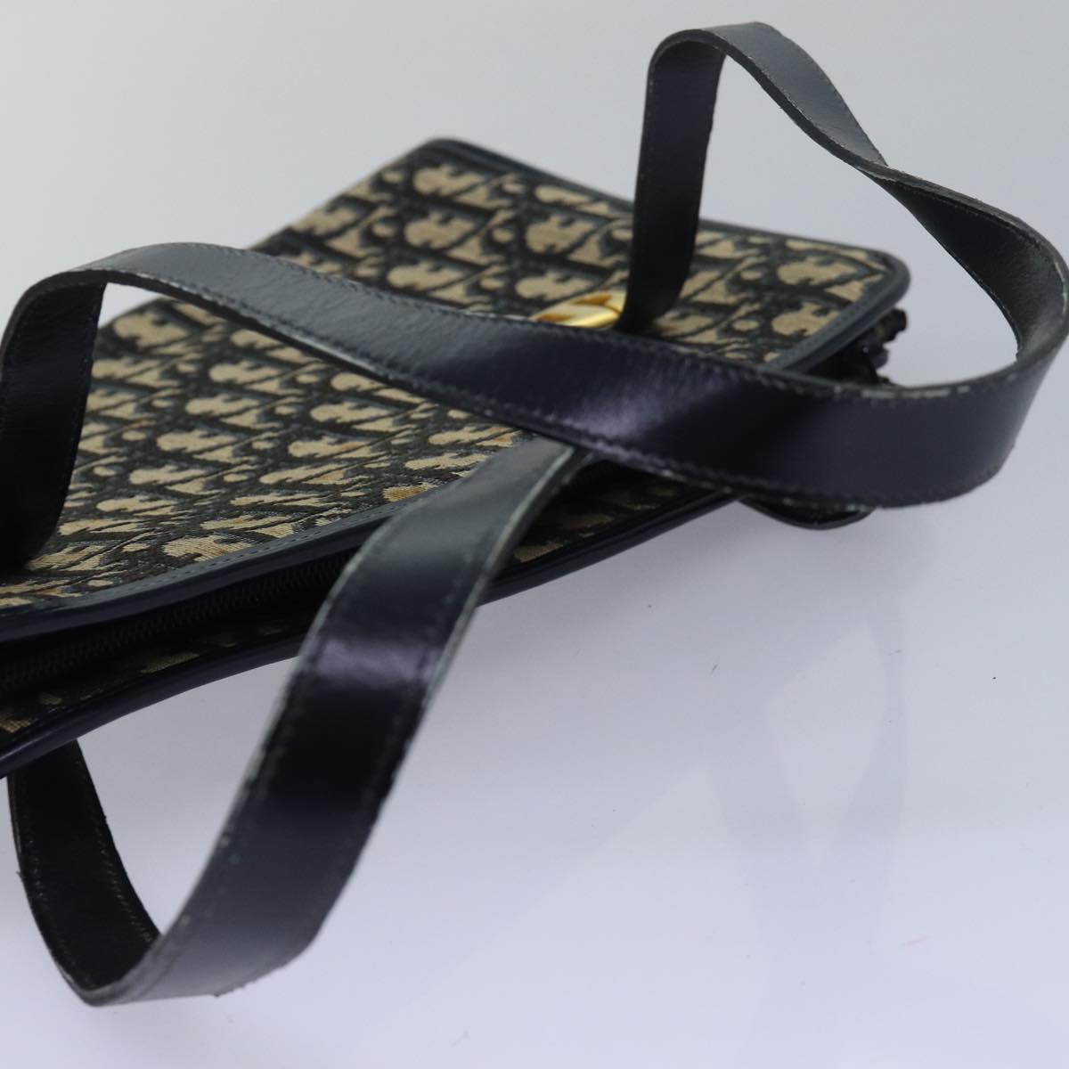 Christian Dior Trotter Canvas Hand Bag Canvas Navy