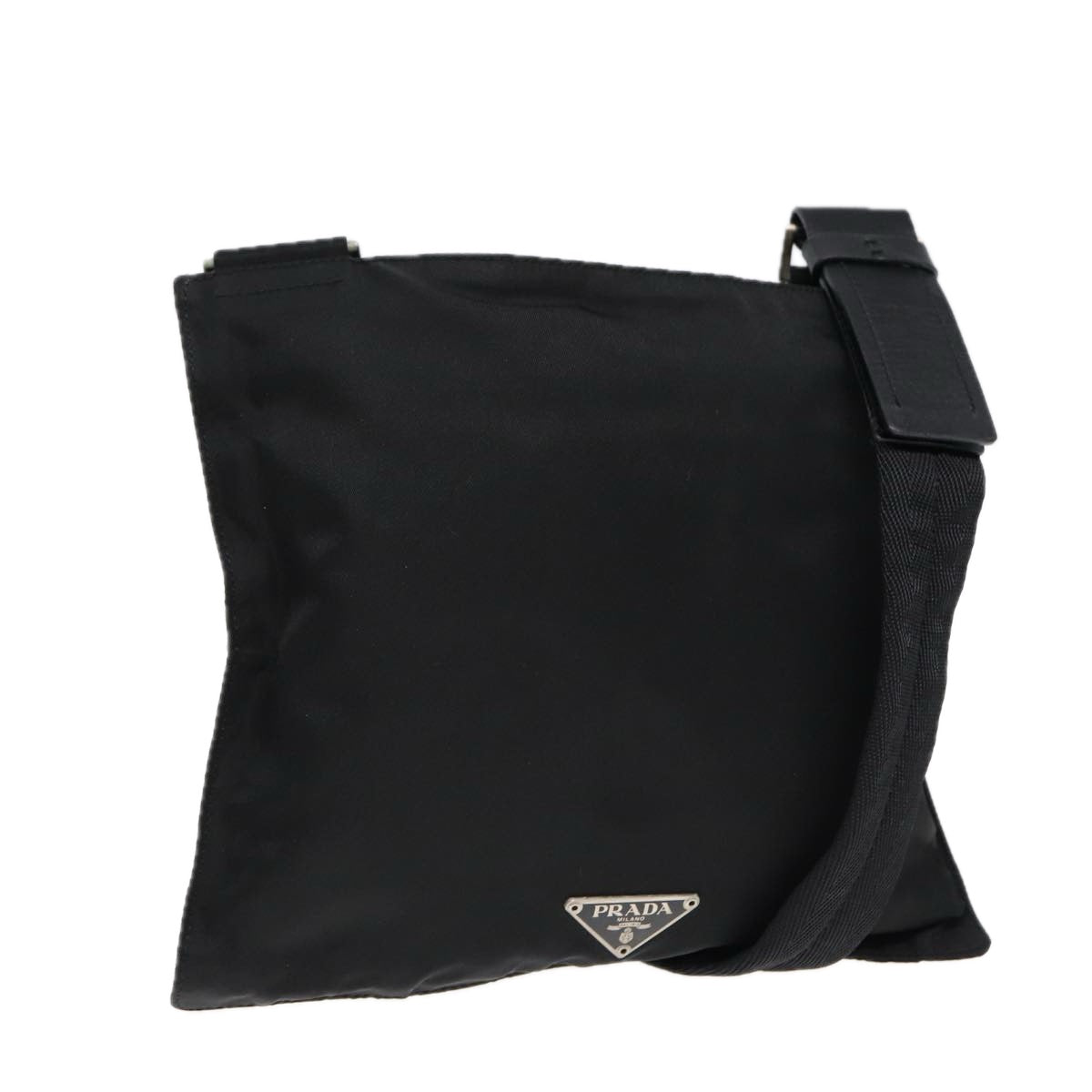 PRADA Shoulder Bag Nylon Black Silver