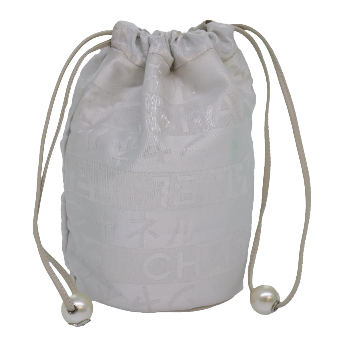 CHANEL Purse Pouch Canvas White CC