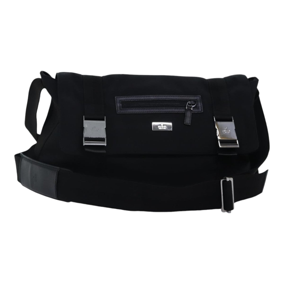 GUCCI Shoulder Bag Nylon Black Silver 122374
