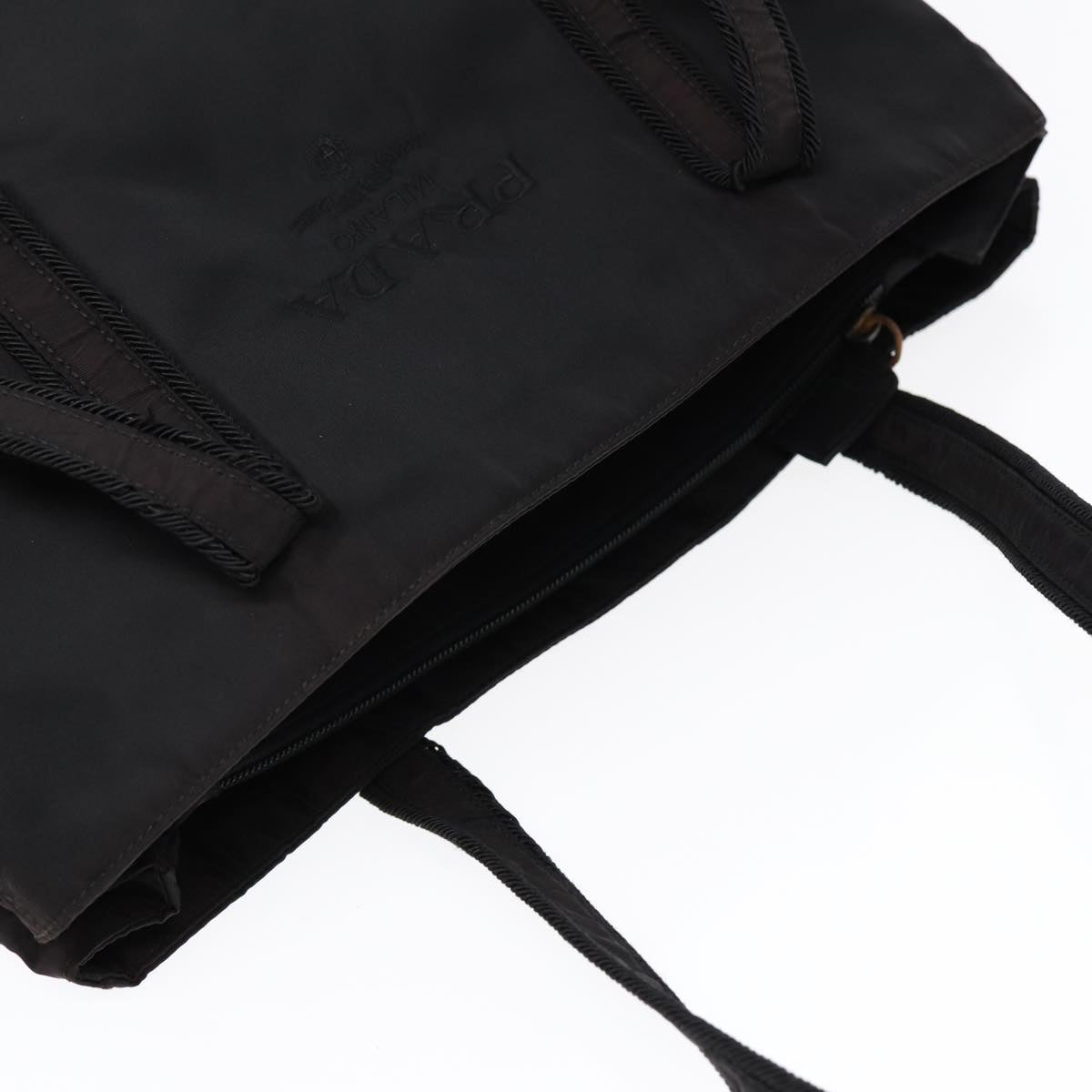 PRADA Tote Bag Nylon Silver Black