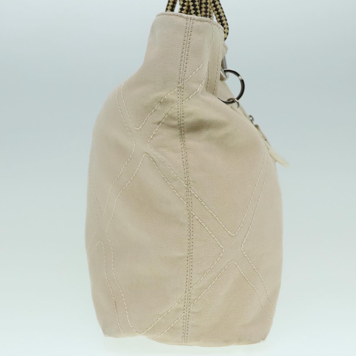 CHANEL COCO Mark Tote Bag Canvas Beige Silver CC