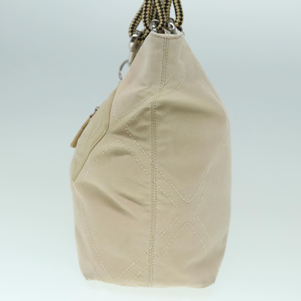 CHANEL COCO Mark Tote Bag Canvas Beige Silver CC