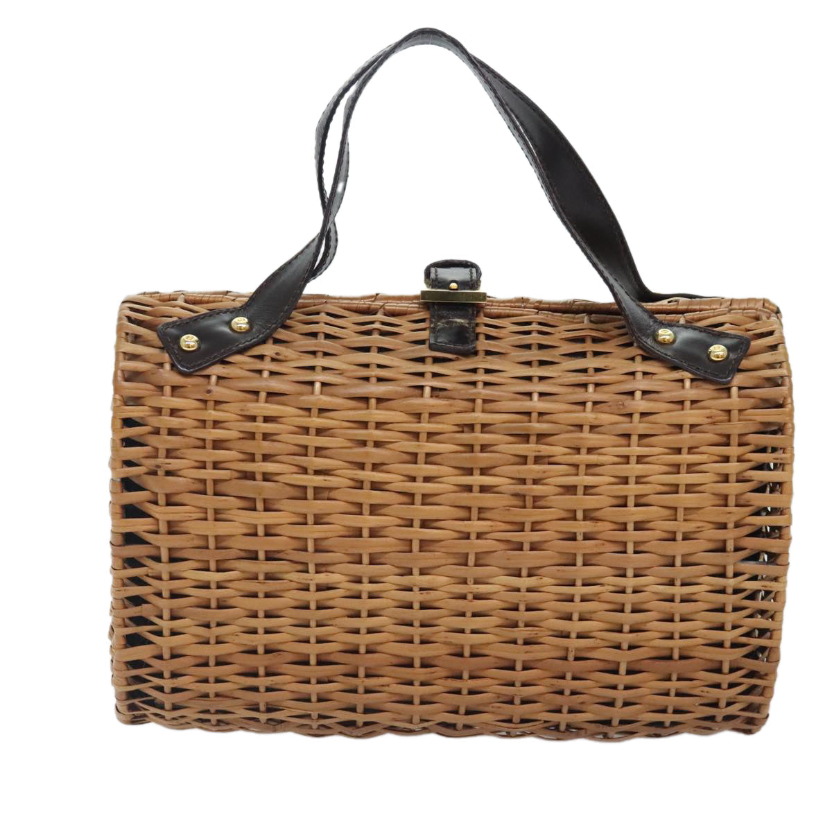 FENDI Hand Bag Wood Beige Gold