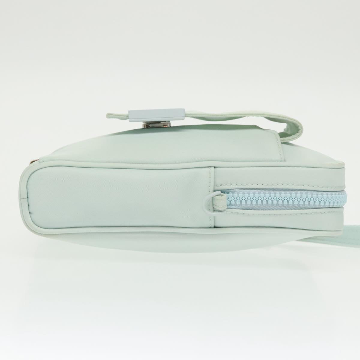 FENDI Shoulder Bag Nylon Light Blue Silver