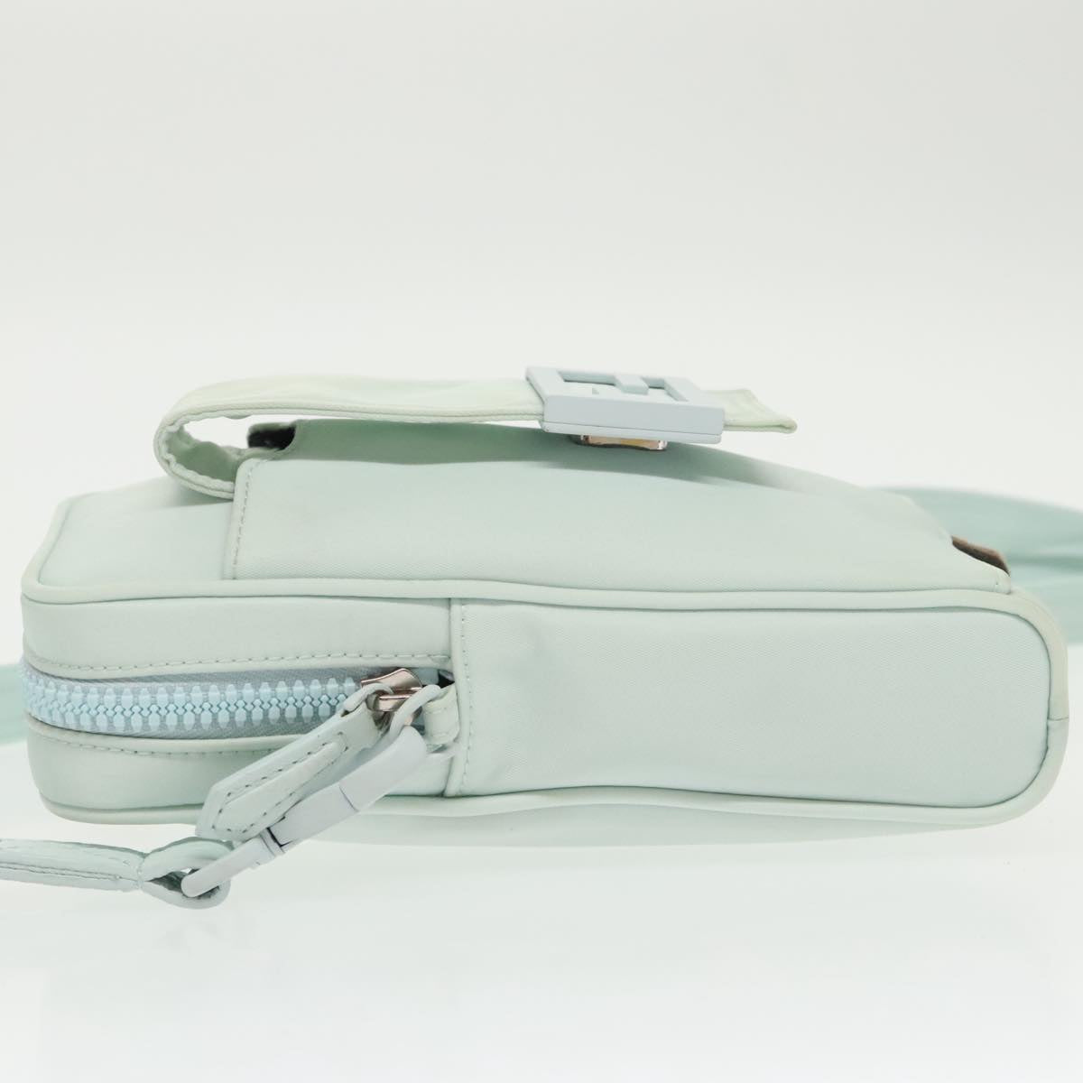 FENDI Shoulder Bag Nylon Light Blue Silver