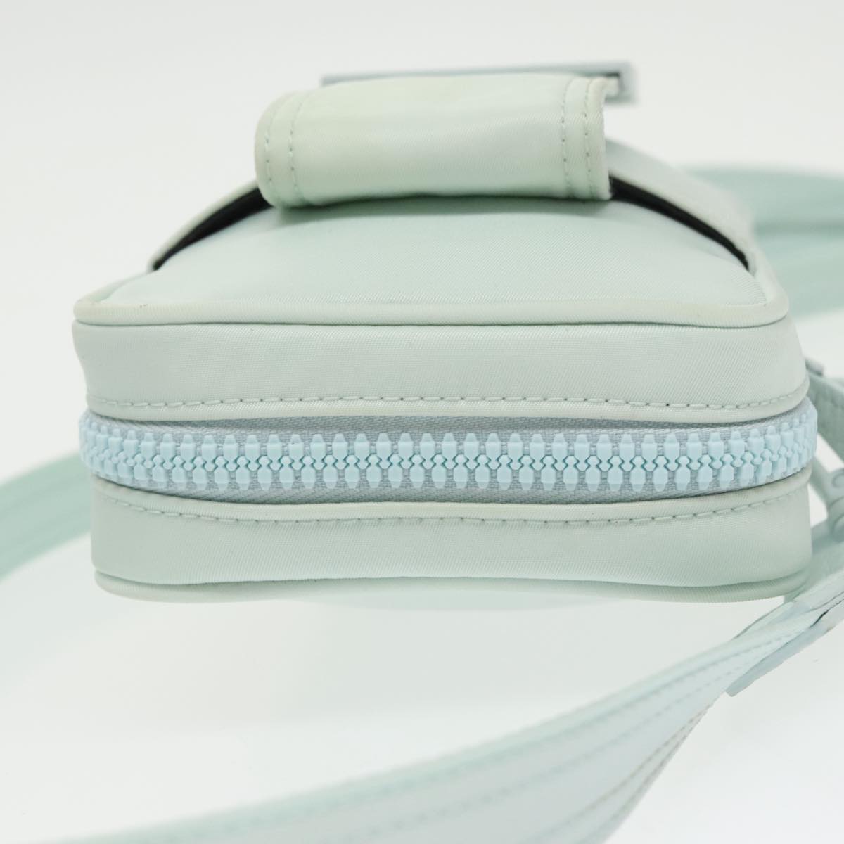FENDI Shoulder Bag Nylon Light Blue Silver
