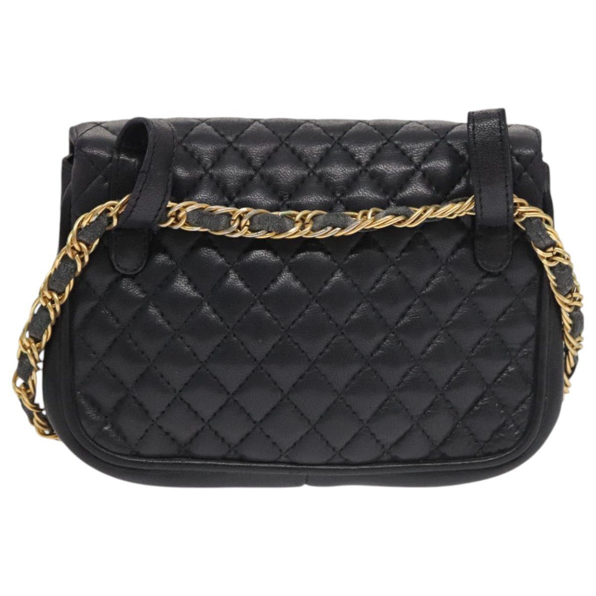 BALLY Shoulder Bag Leather Navy Gold