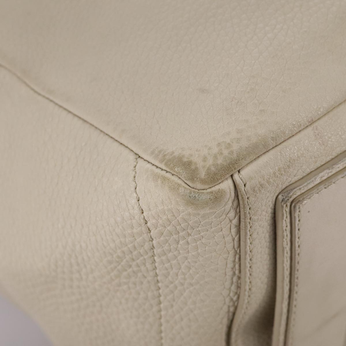 CELINE Hand Bag Leather Beige Gold