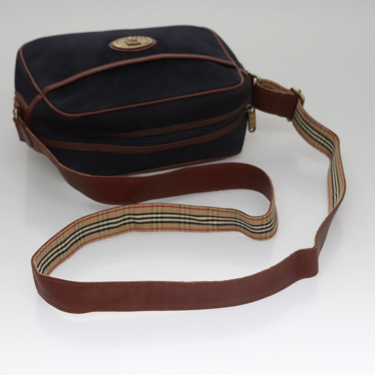 Burberrys Shoulder Bag Suede Navy