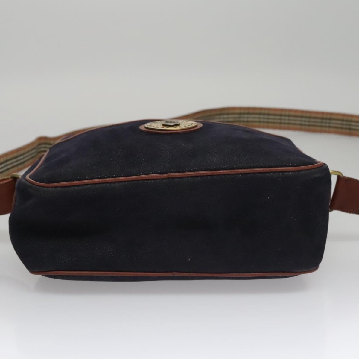 Burberrys Shoulder Bag Suede Navy