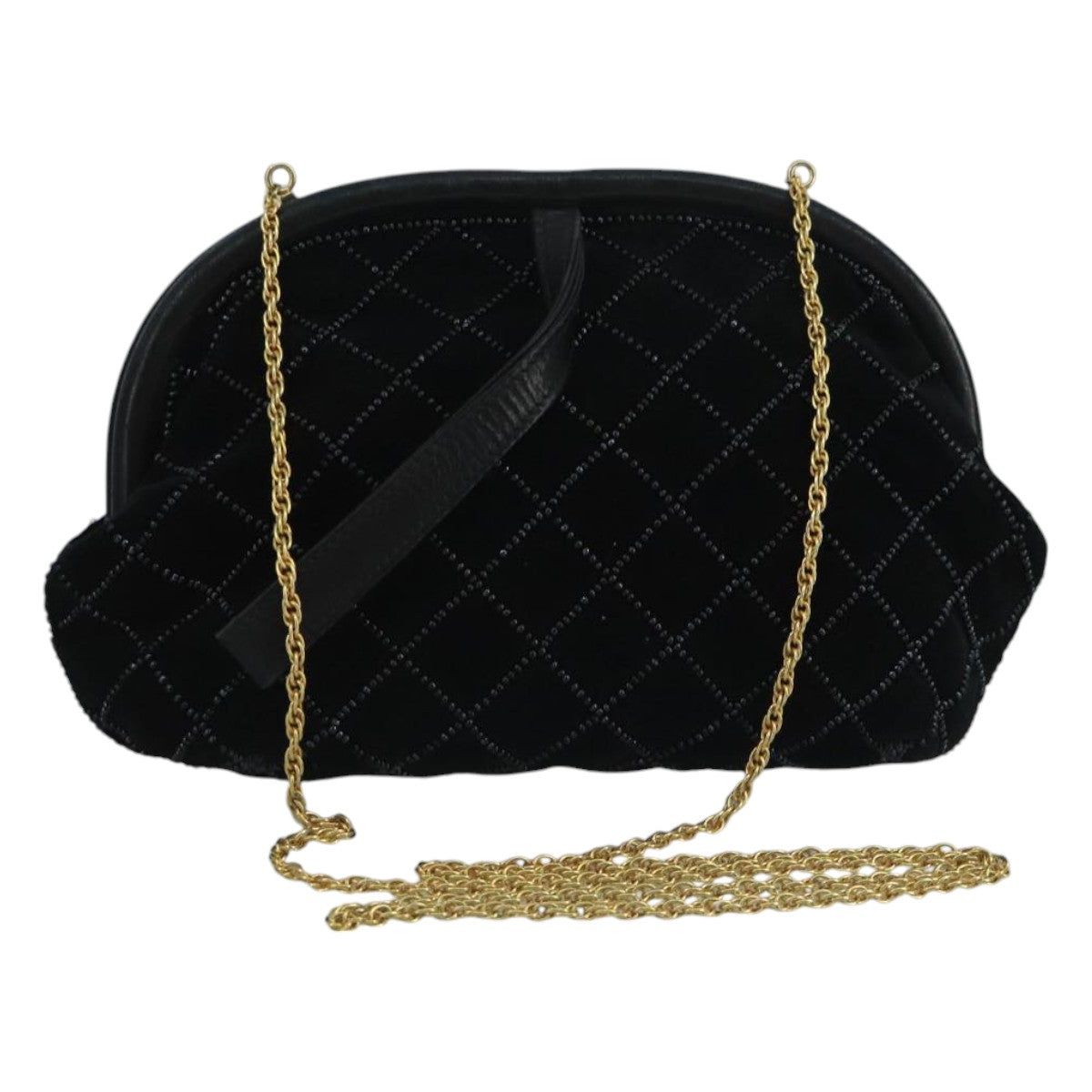 BALLY Chain Shoulder Bag Velor Black